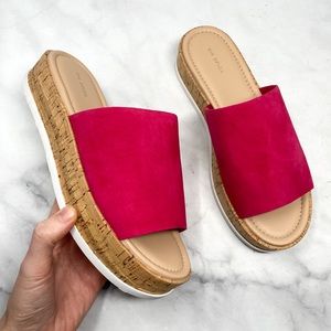 NEW Via Spiga Garcella Suede Platform Slip On Slide Mule Sandals Summer 70s 8.5